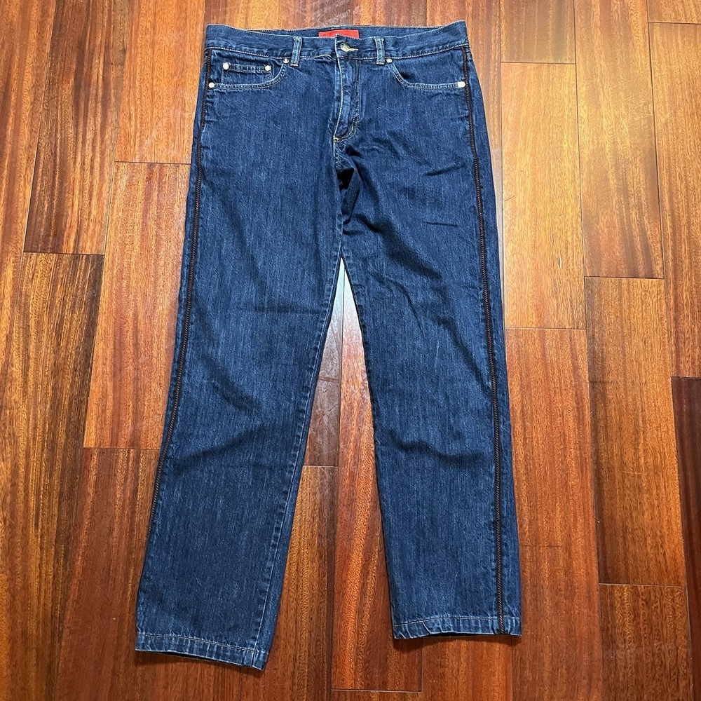 Carolina Herrera Jeans Mens 34 Dark Wash Straight Leg Designer Denim 34x29 EUC